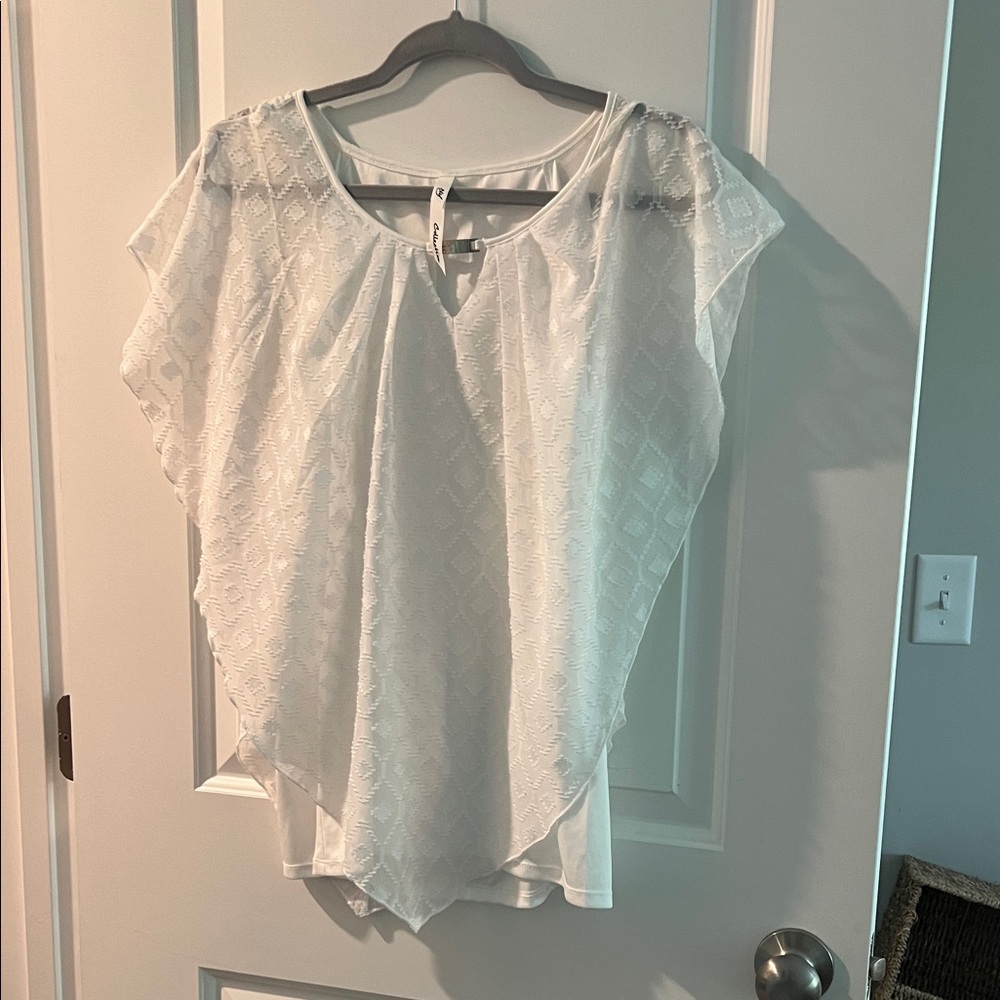 NY Collection White Textured Blouse
